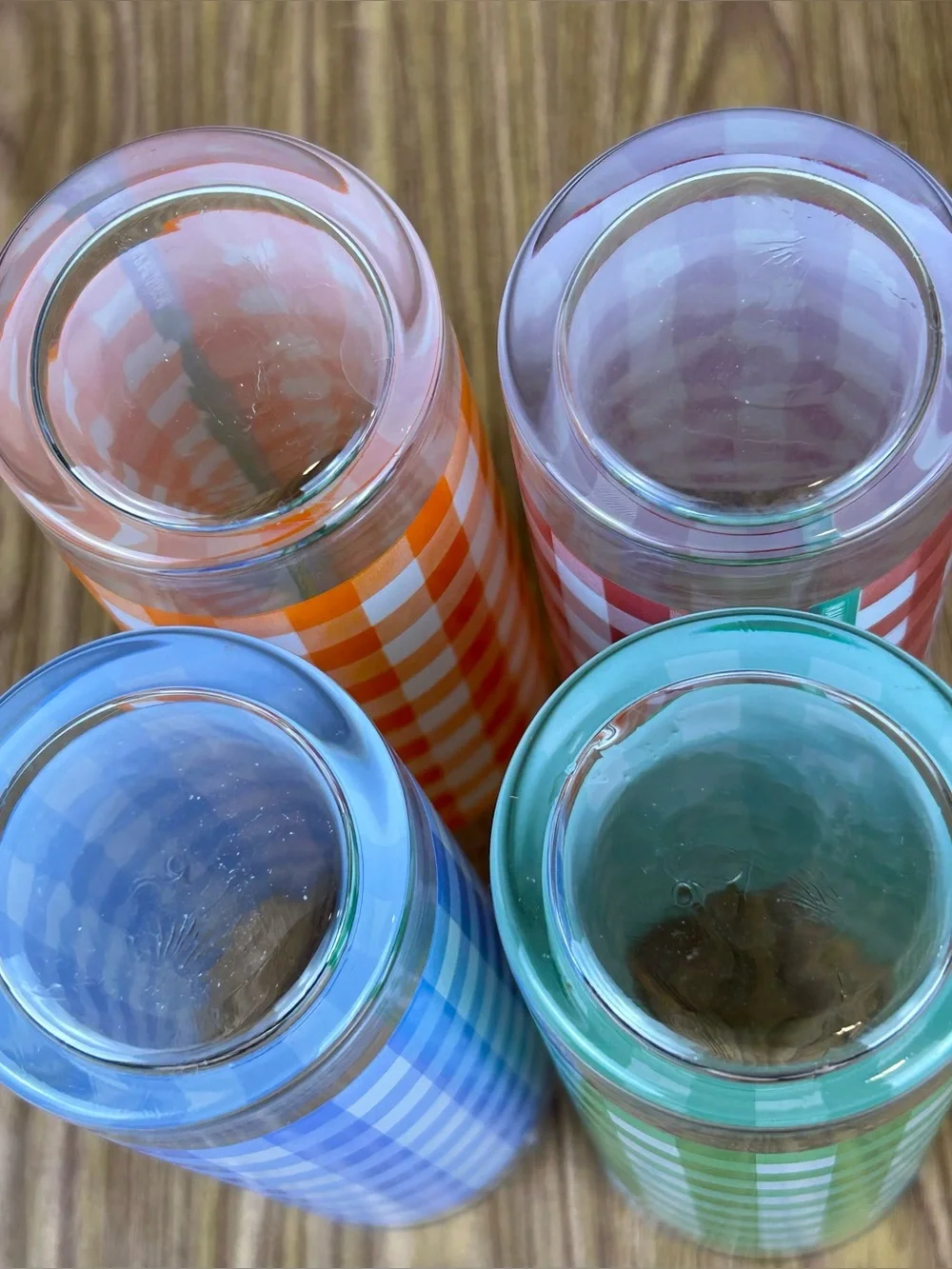 Vintage Ralph Lauren Gingham Plaid Glasses Iced Tea Tumblers Multicolor Set of 4